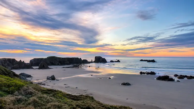 The Oregon coast at sunset near Bandon